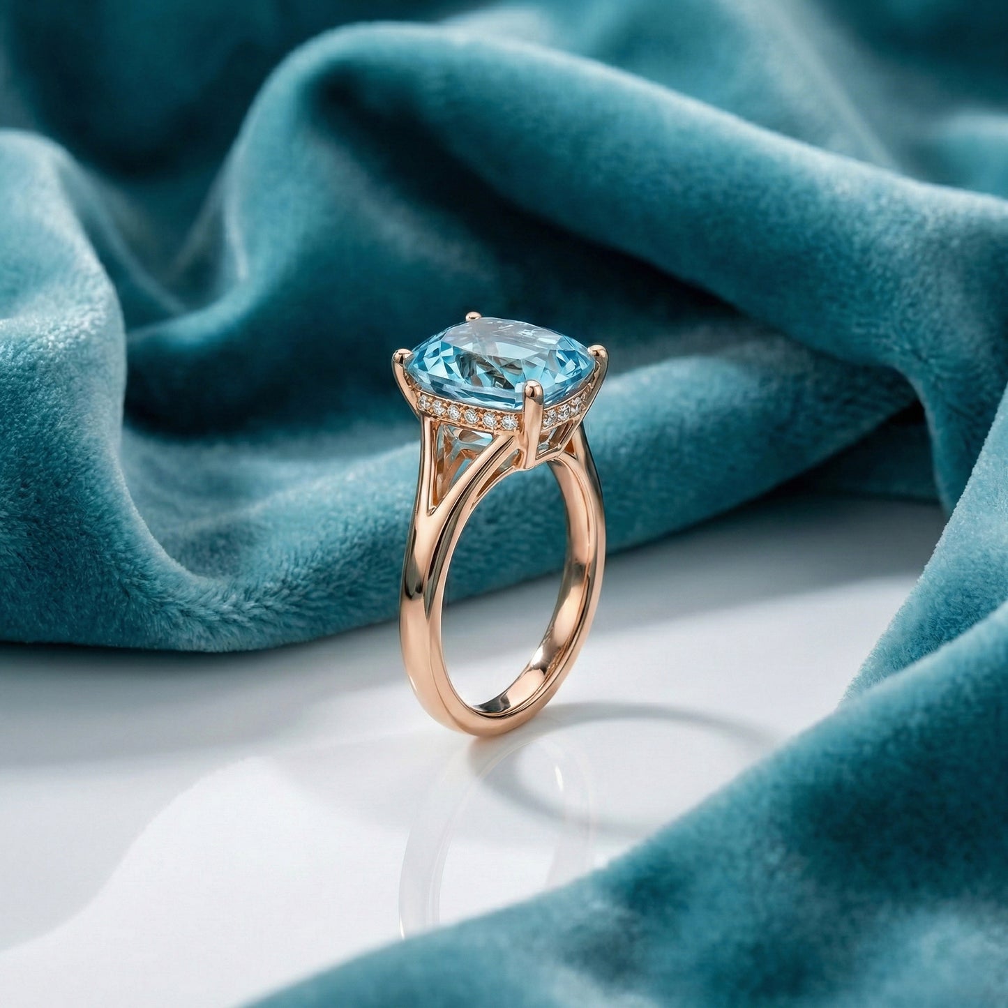 Cushion Aquamarine Ring