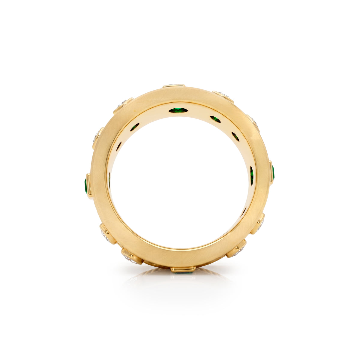 Emerald and Diamond Etruscan Style Band