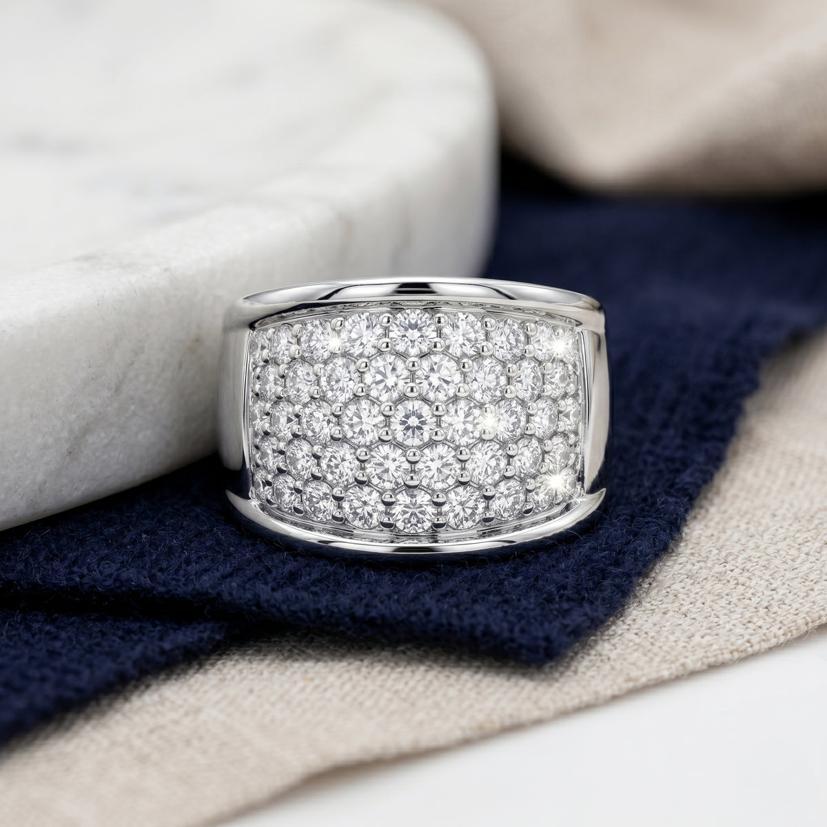 Pave Diamond Wide Band Ring