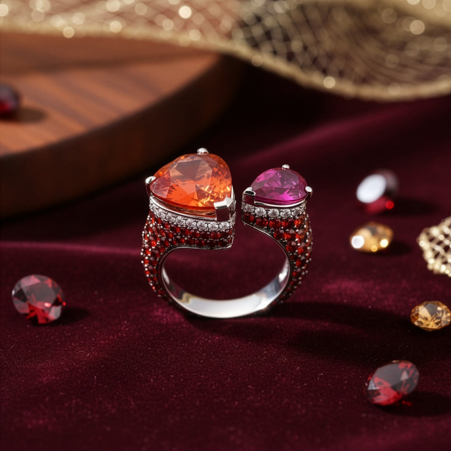 Dancing with Fire Orange Garnet Ring