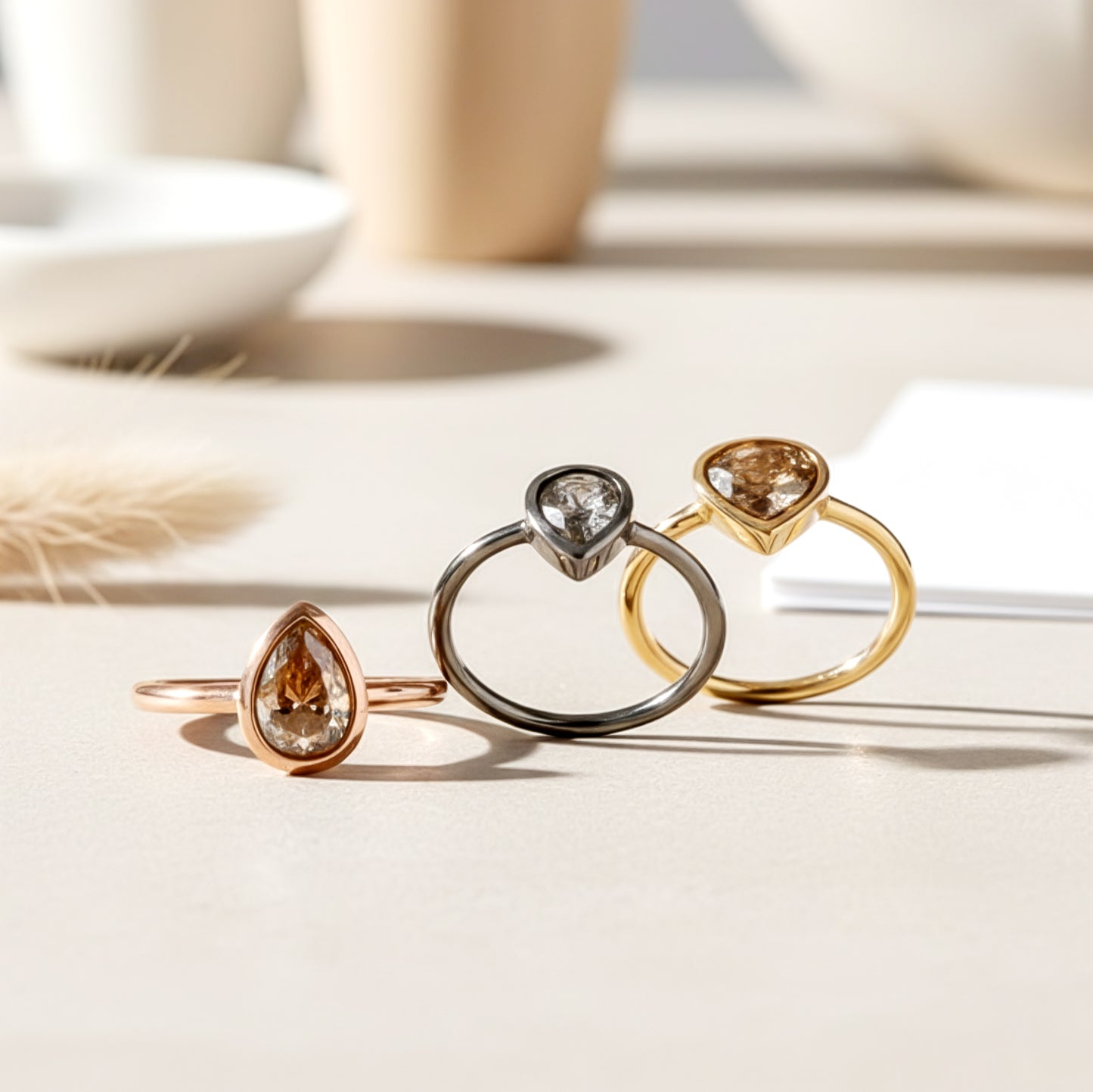 Diamond Slice Ring in Yellow Gold