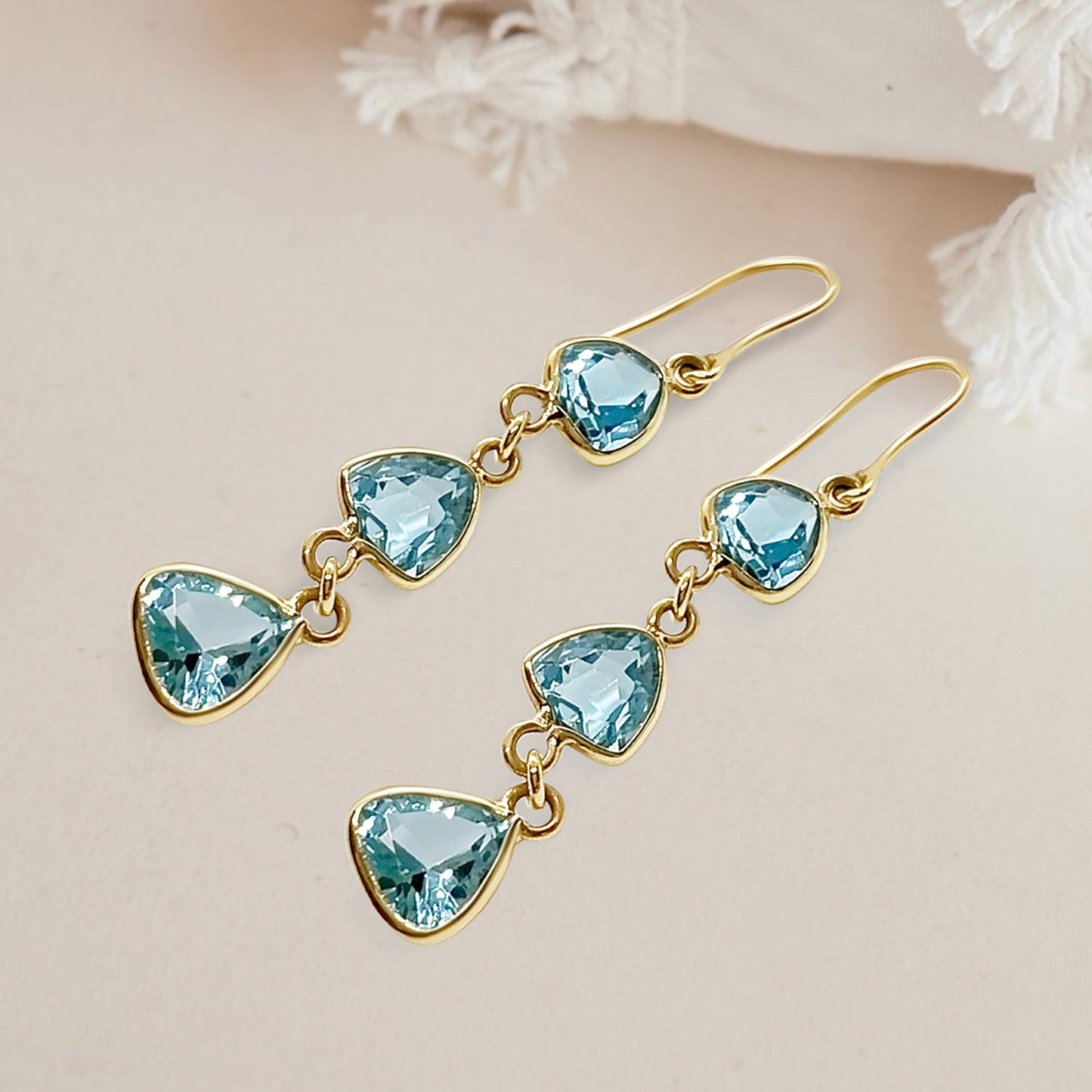 Triple Blue Topaz Earrings