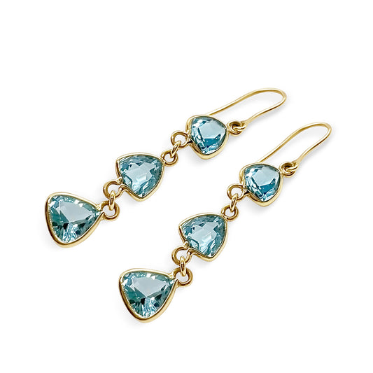 Triple Blue Topaz Earrings