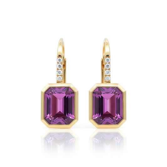 Amethyst and Diamond drop earrings