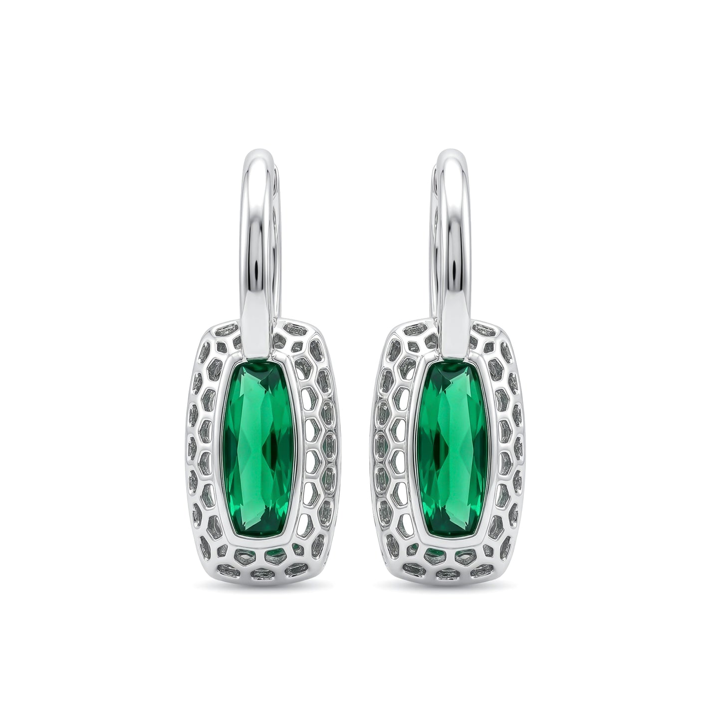 "Aureole" Cushion Cut Green Tourmaline Drop Earrings
