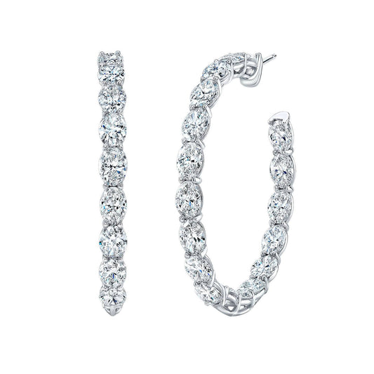 Oval Diamond Hoop Earrings