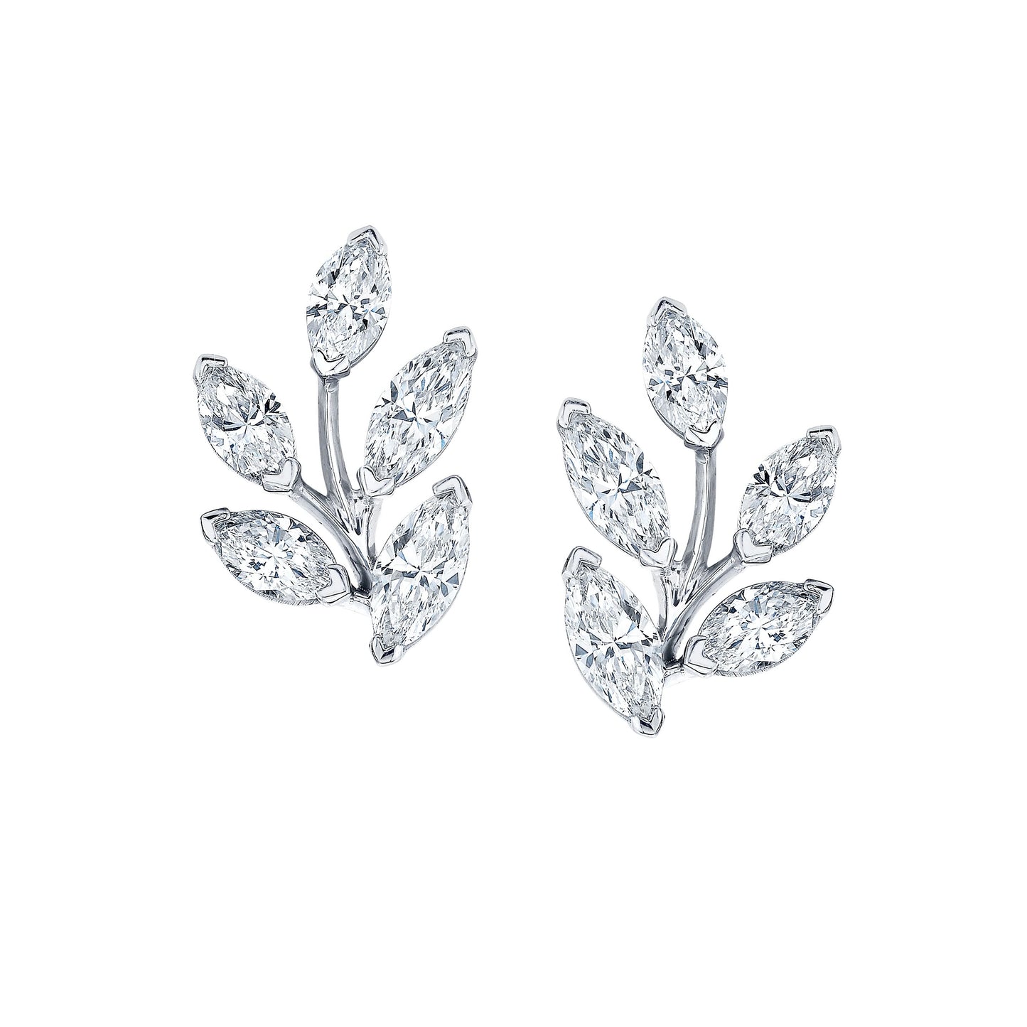 Diamond Vine Leaf Earrings