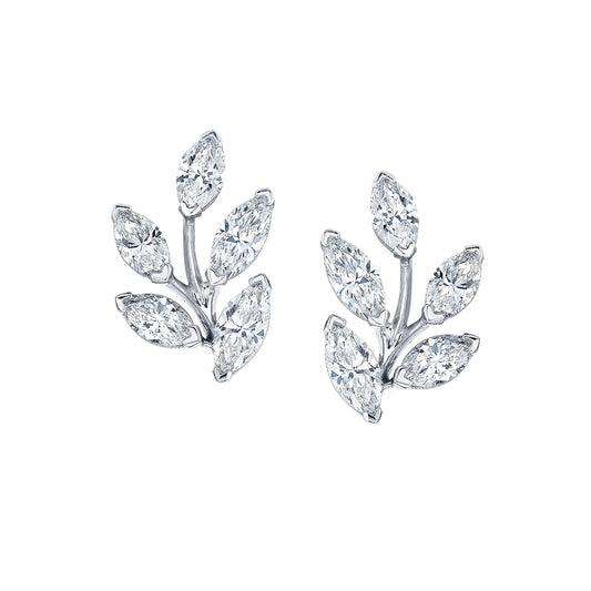 Diamond Vine Leaf Earrings