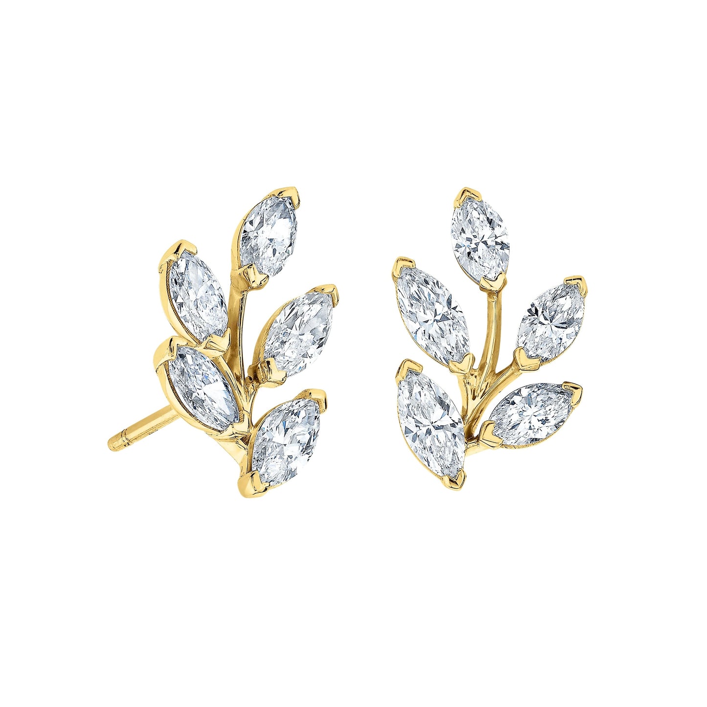 Diamond Vine Leaf Earrings