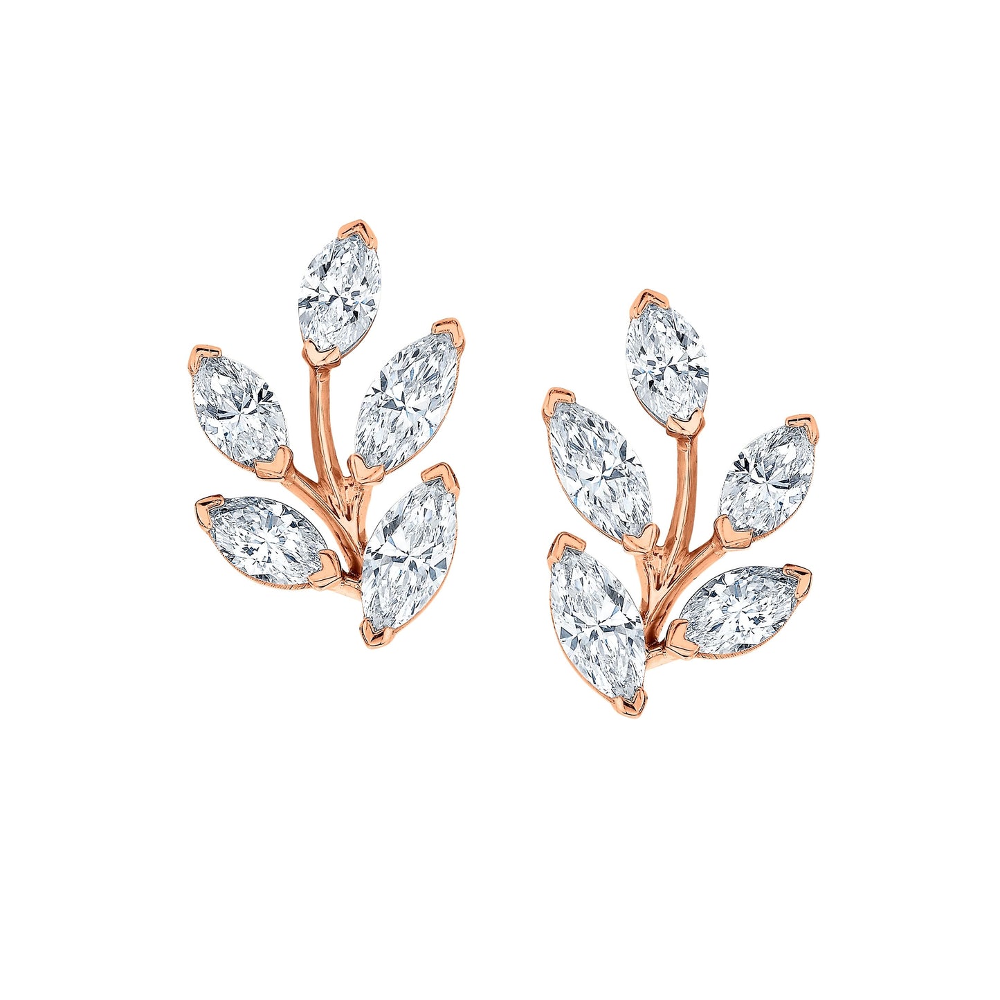 Diamond Vine Leaf Earrings