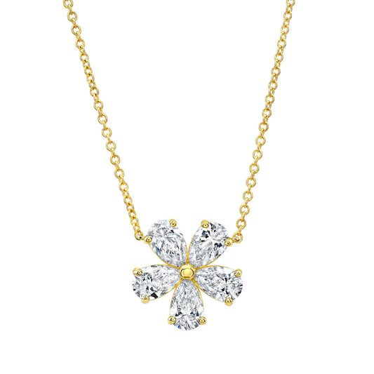 Diamond Daisy Flower Necklace