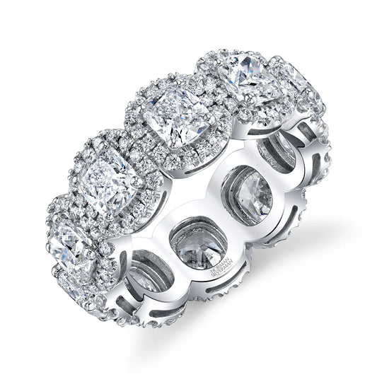 Cushion Pavé Halo Diamond Eternity Ring