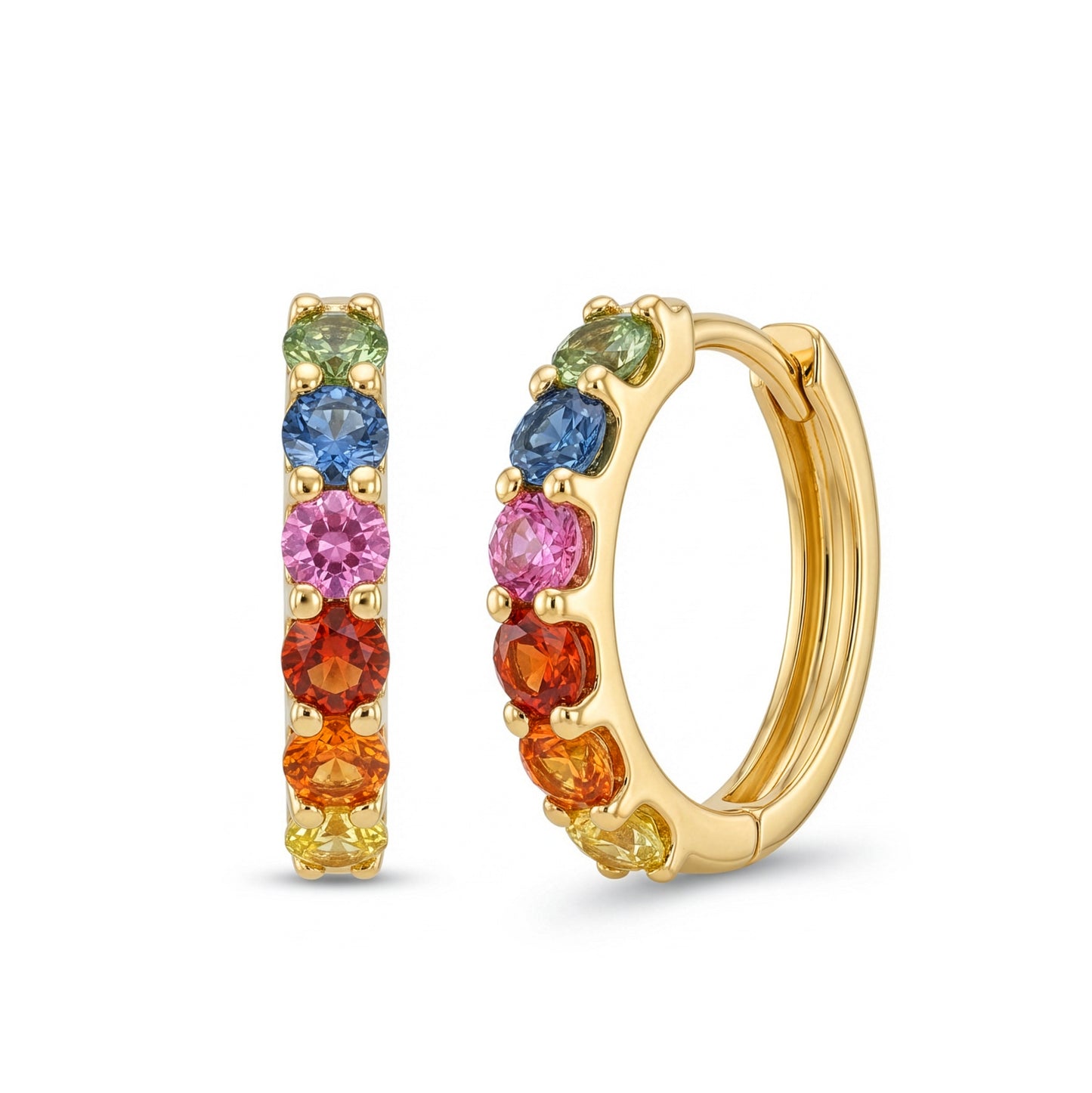 Rainbow Sapphire Huggy Earring