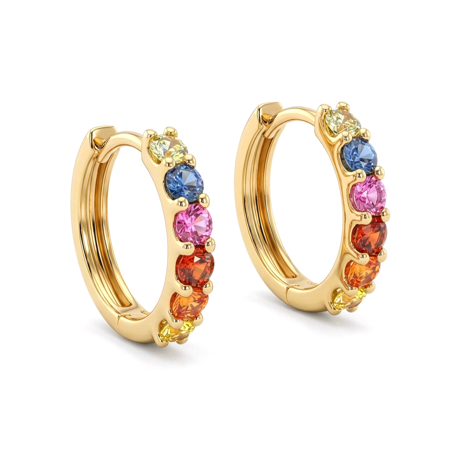 Rainbow Sapphire Huggy Earring