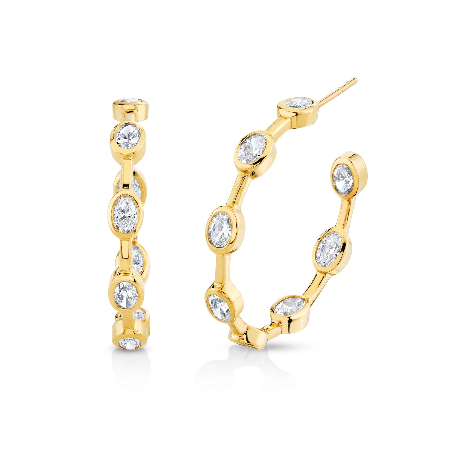 Oval Diamond Hoop Earrings