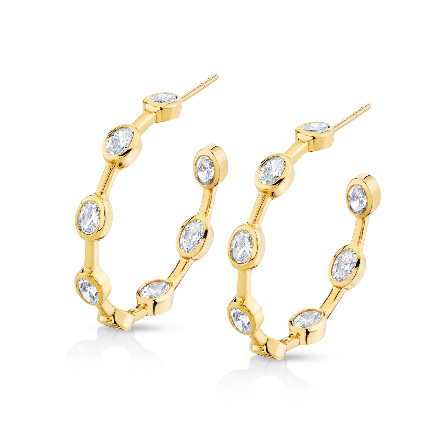 Oval Diamond Hoop Earrings