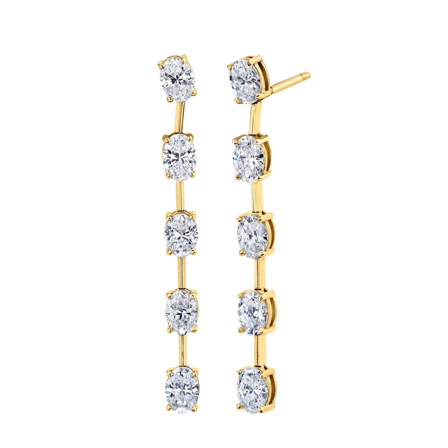 Linear Oval Diamond Earrings