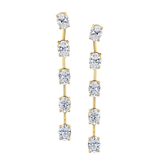 Linear Oval Diamond Earrings