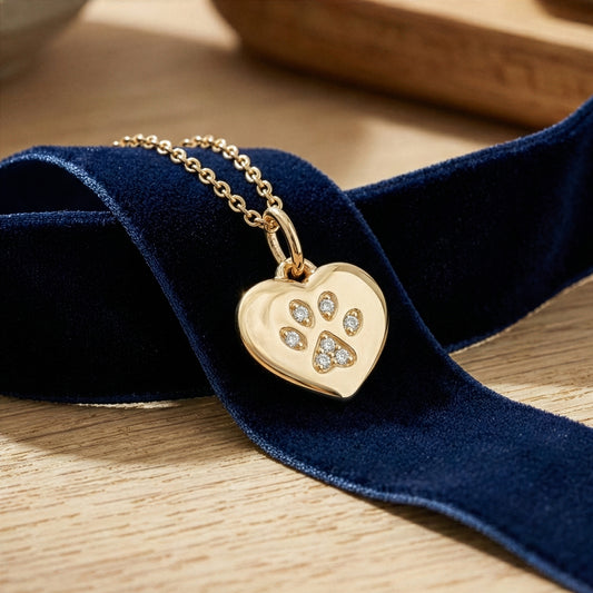 Gold Heart with Paw Print