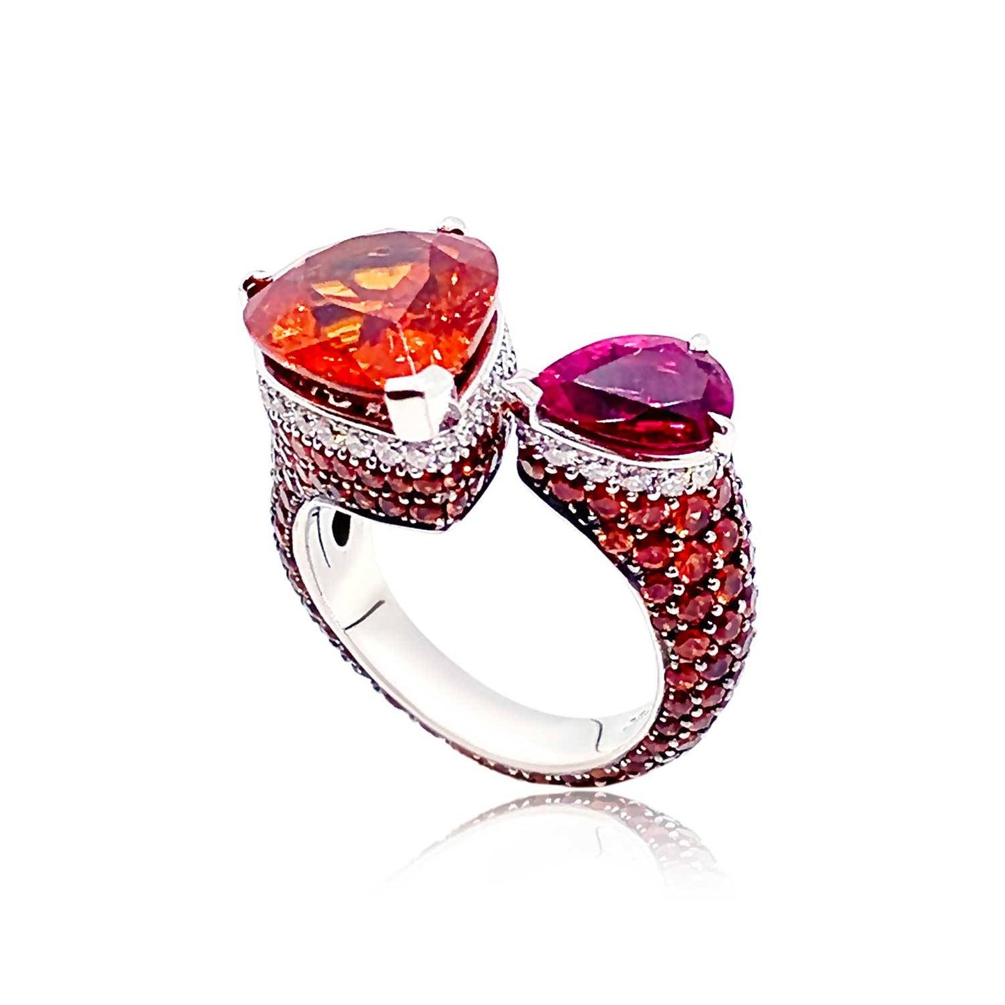 Orange Garnet and Reubelite Tourmaline Ring