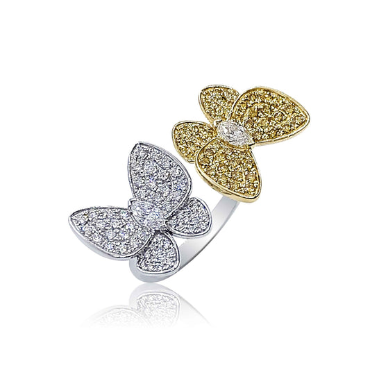 18k White & Yellow Diamond Butterfly Ring