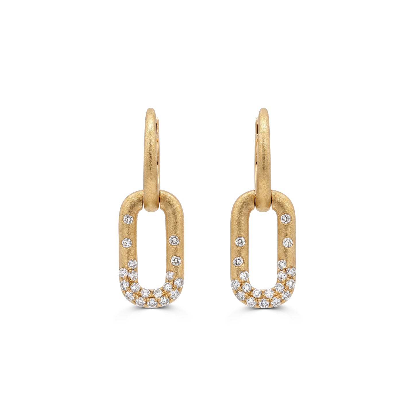 Lucent's Linked Diamond Huggies in Yellow Gold