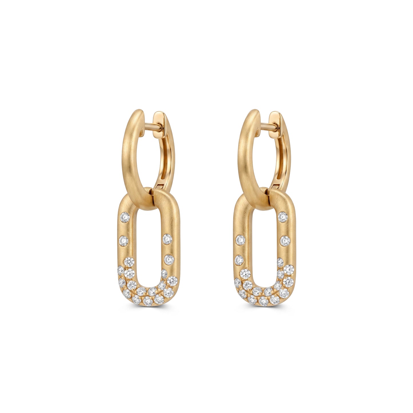 Lucent's Linked Diamond Huggies in Yellow Gold