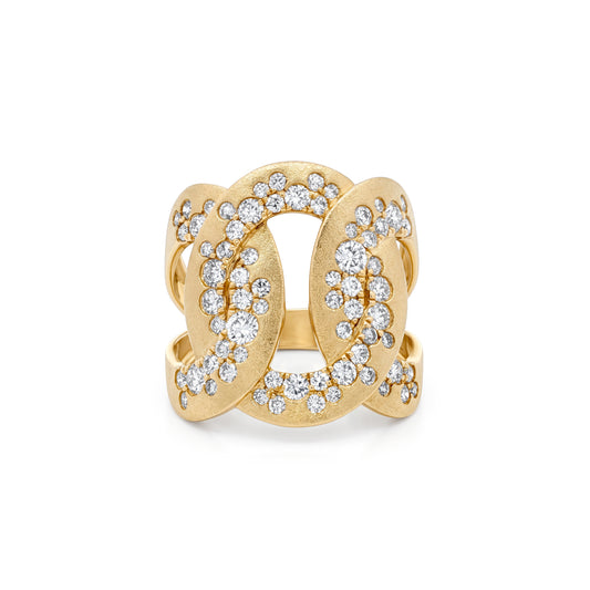 Lucent's Bold Satin Finish Diamond Ring in Yellow Gold