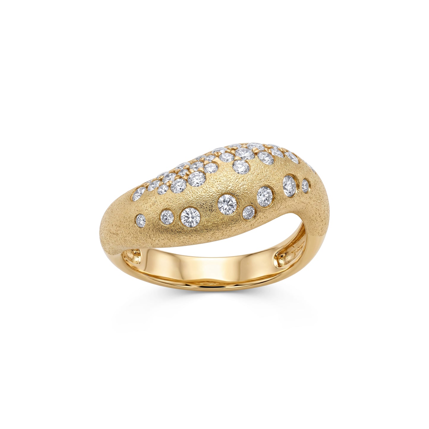 Lucent's Wave in Yellow Gold Satin Finish with Diamonds