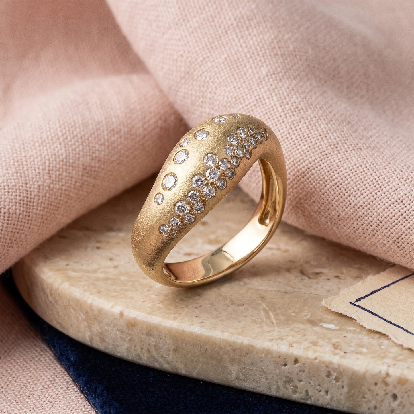 Lucent's Wave in Yellow Gold Satin Finish with Diamonds