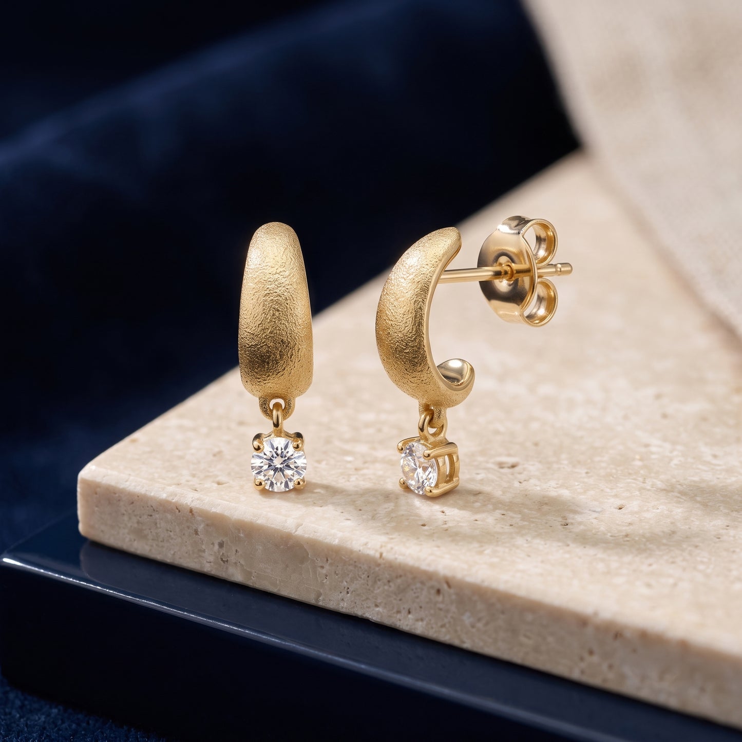 Lucent's Yellow Gold Diamond Drop Earrings