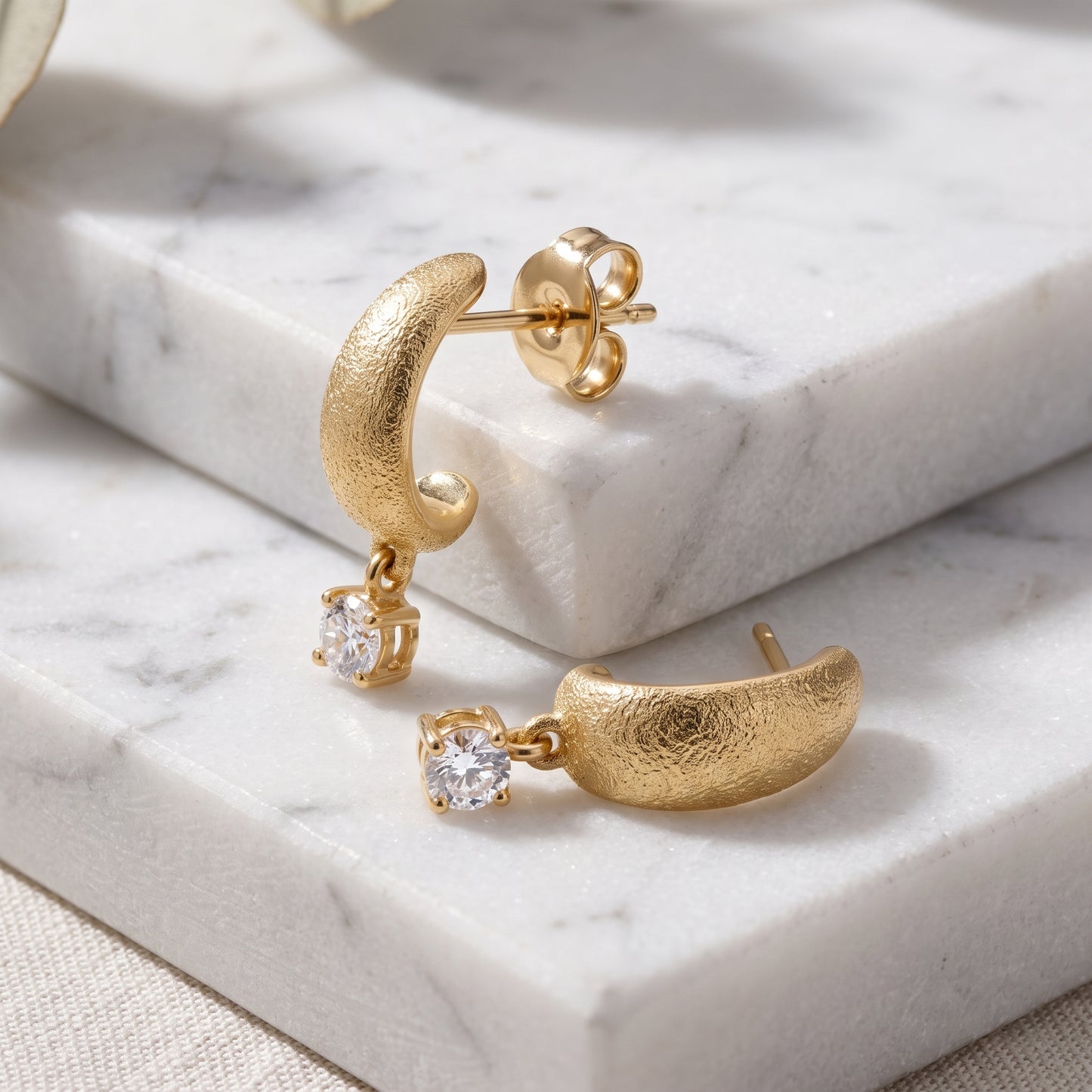 Lucent's Yellow Gold Diamond Drop Earrings