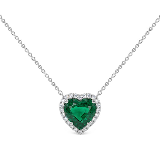 Heart Shaped Emerald & Diamond Pendant