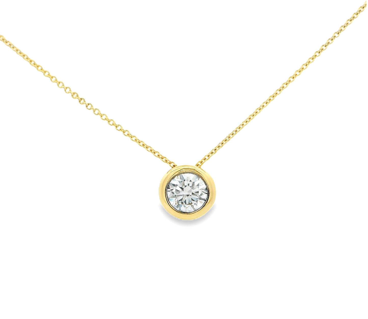 18k yellow gold bezel set diamond necklace