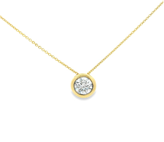 18k yellow gold bezel set diamond necklace