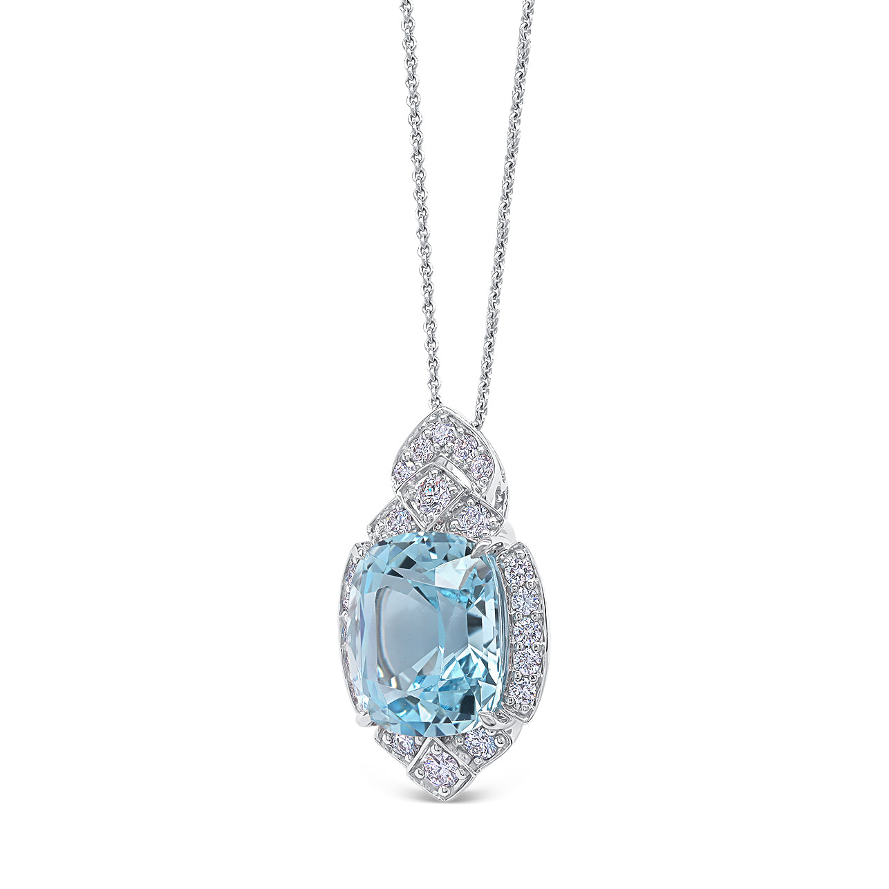 Exquisite Aquamarine and Diamond Pendant