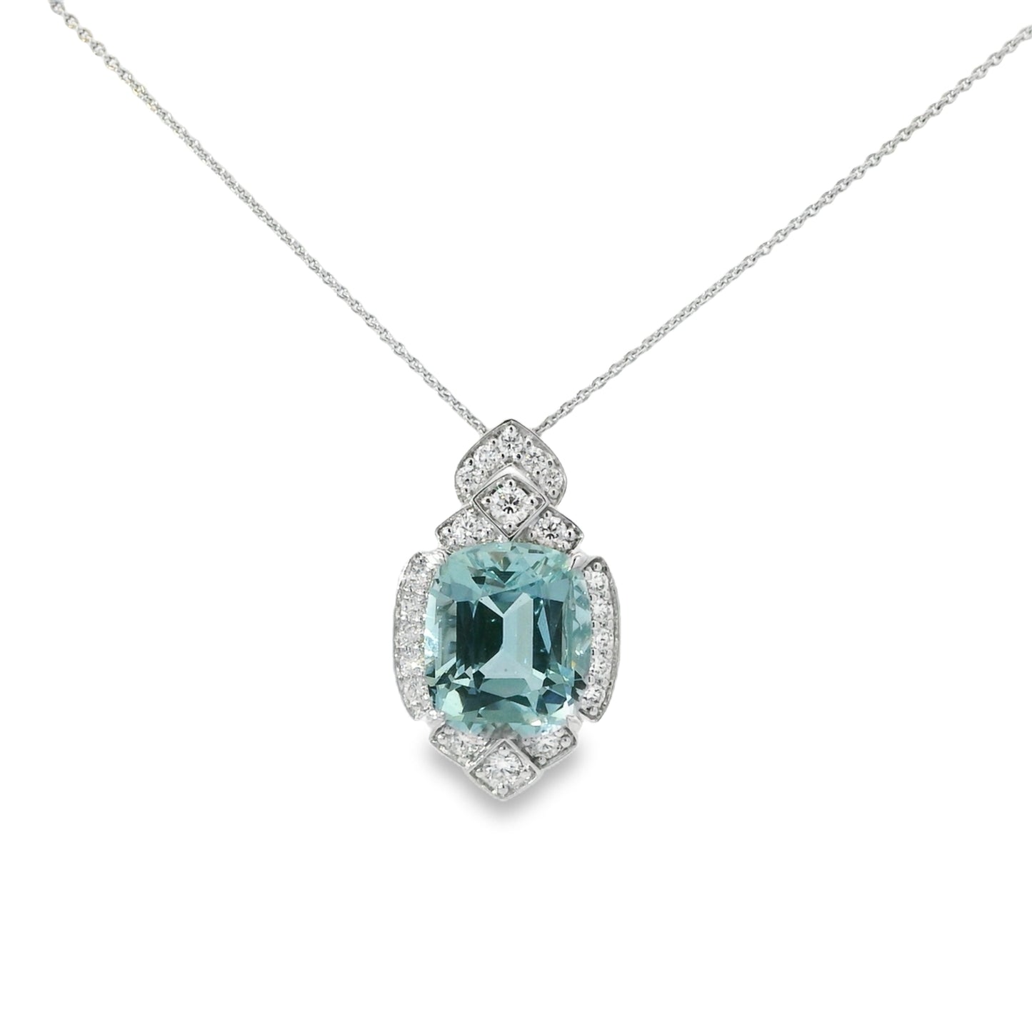 Exquisite Aquamarine and Diamond Pendant