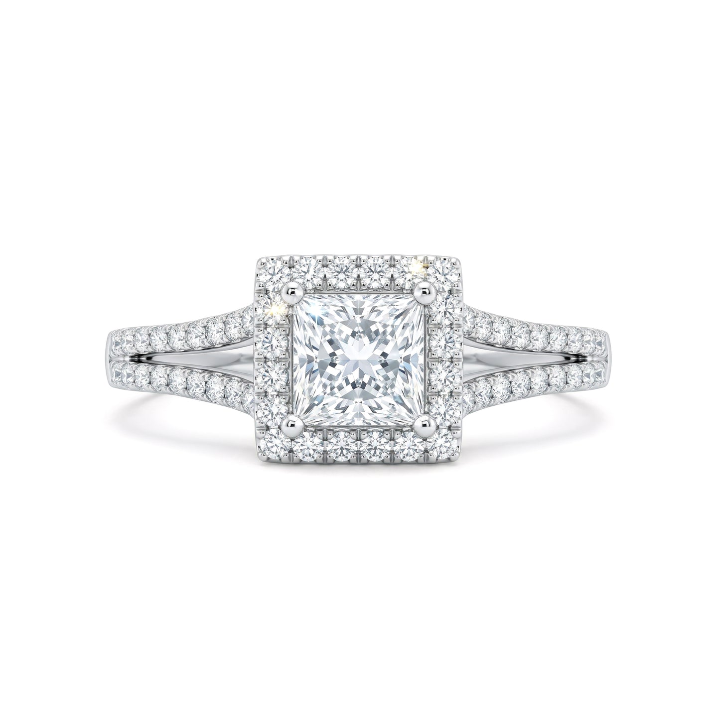 Princess Cut Diamond Halo Ring in White Gold
