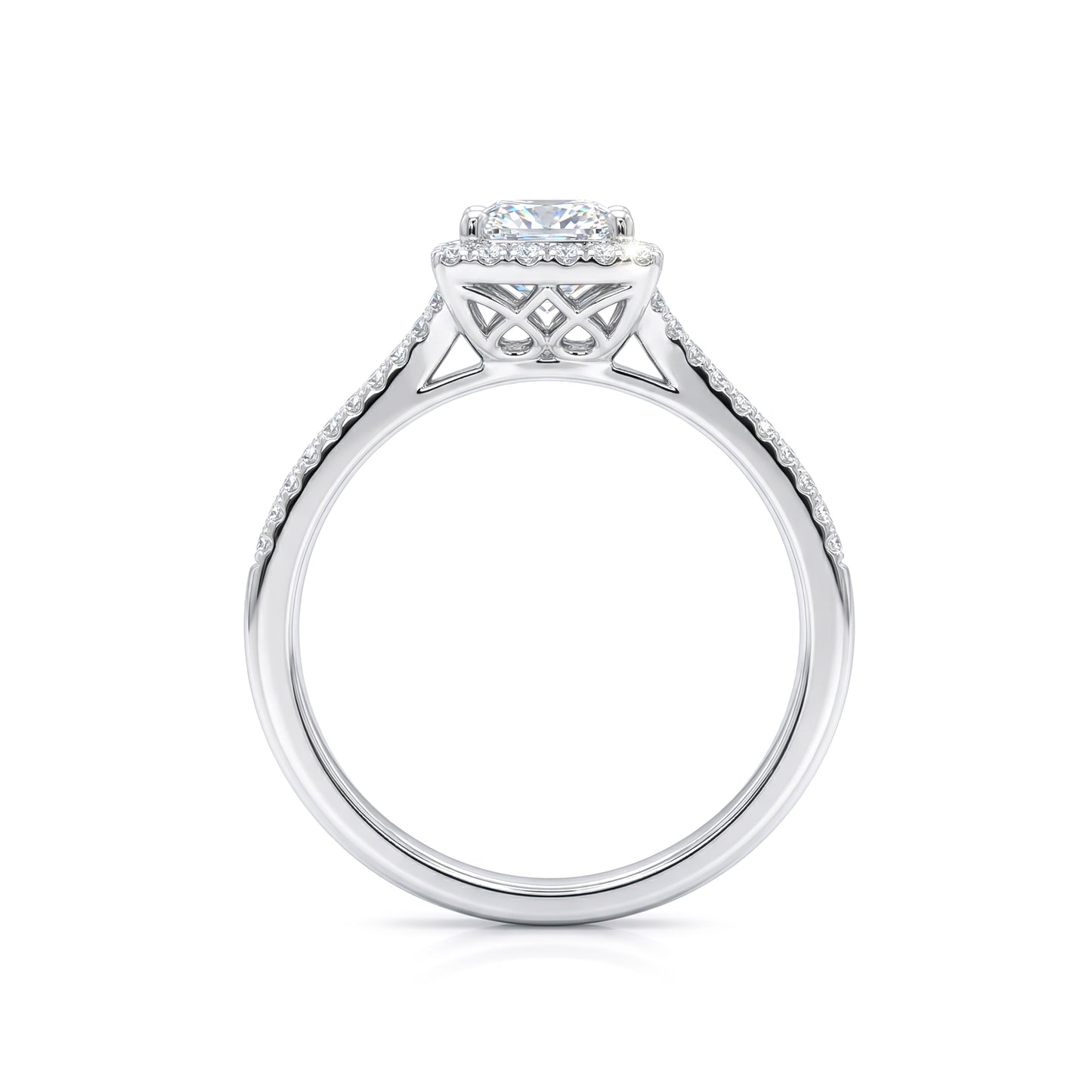 Princess Cut Diamond Halo Ring in White Gold