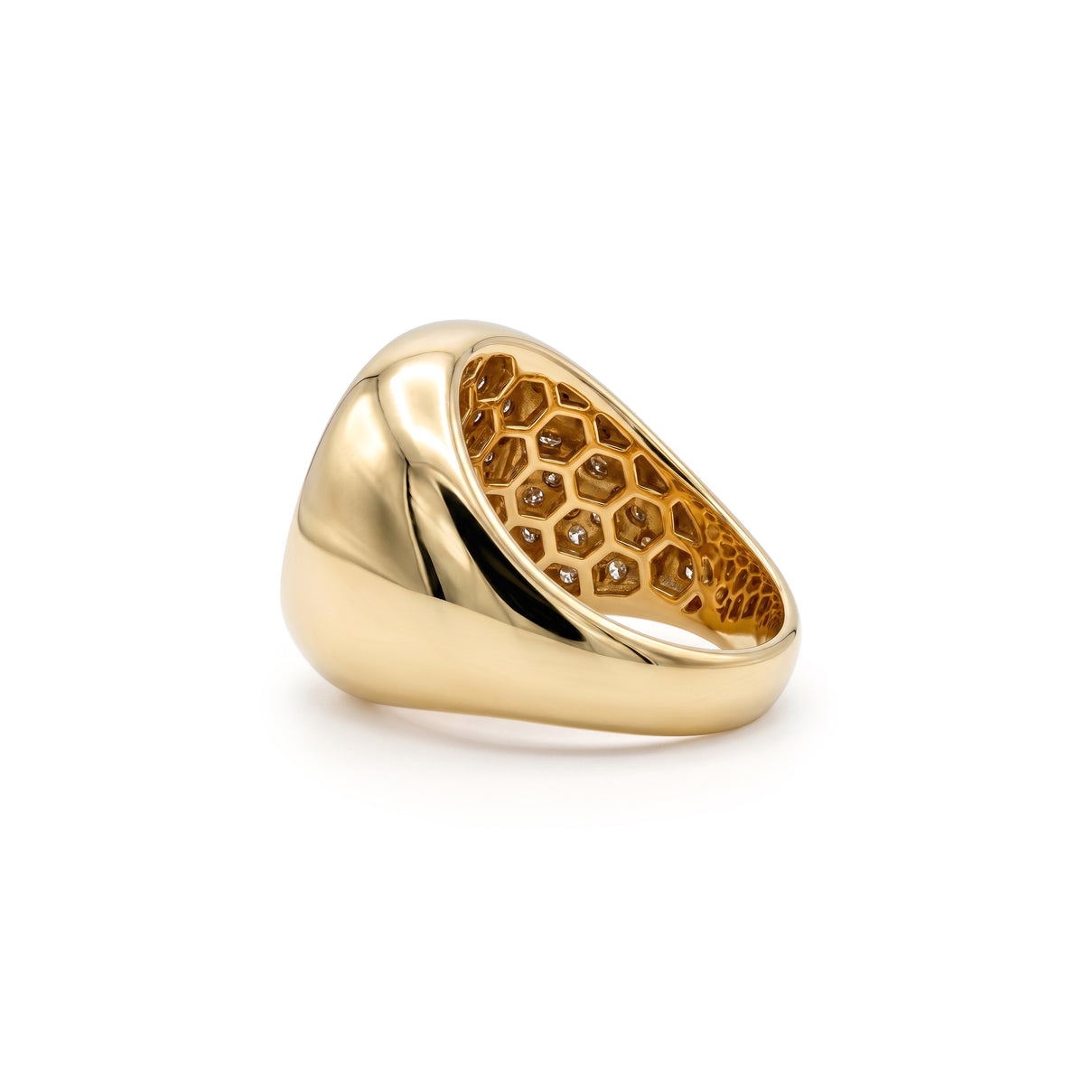Yellow Gold Club Ring with Diamonds