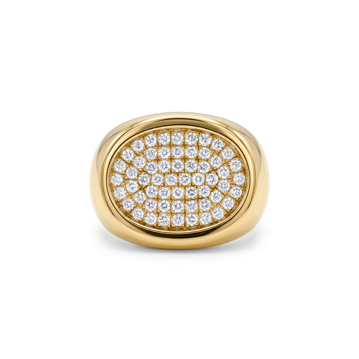 Yellow Gold Club Ring with Diamonds