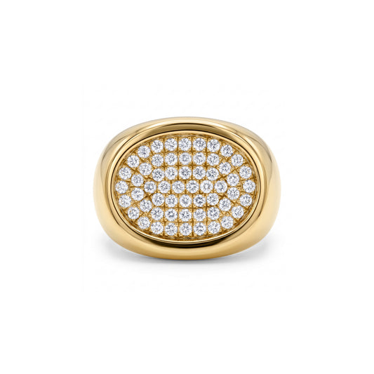 Yellow Gold Club Ring with Diamonds