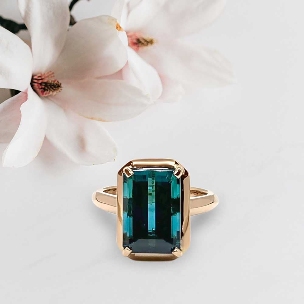 Blue-Green Tourmaline Ring