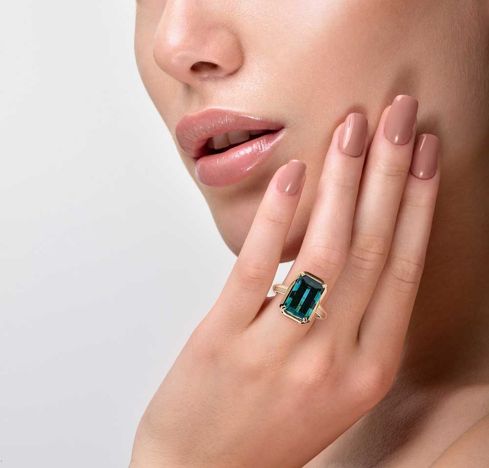 Blue-Green Tourmaline Ring