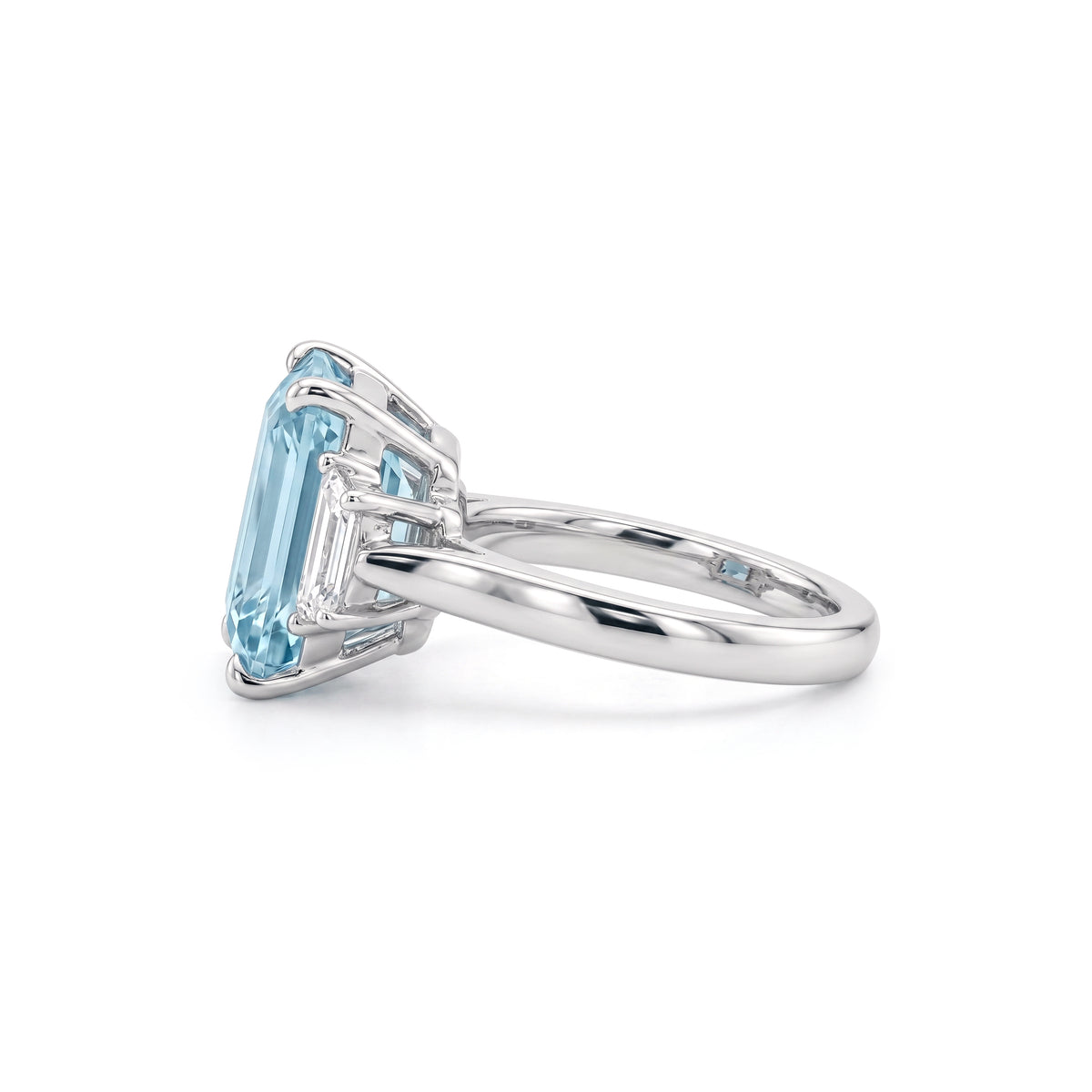 Emerald Cut Aquamarine Ring in Platinum