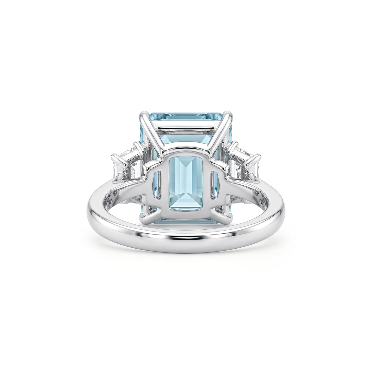 Emerald Cut Aquamarine Ring in Platinum