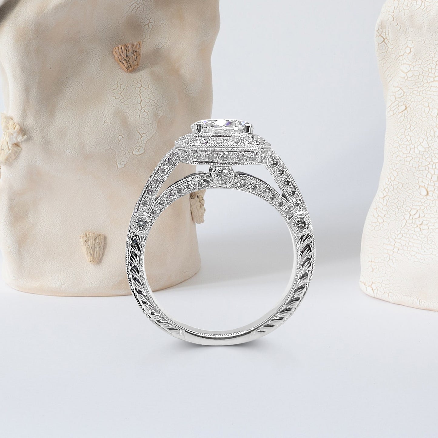 Vintage Inspired Round Brilliant Diamond Ring