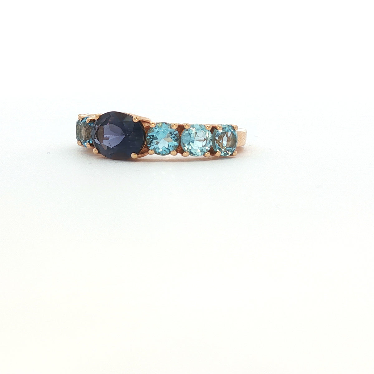 Oval cut Iolite with Blue Topaz Ring
