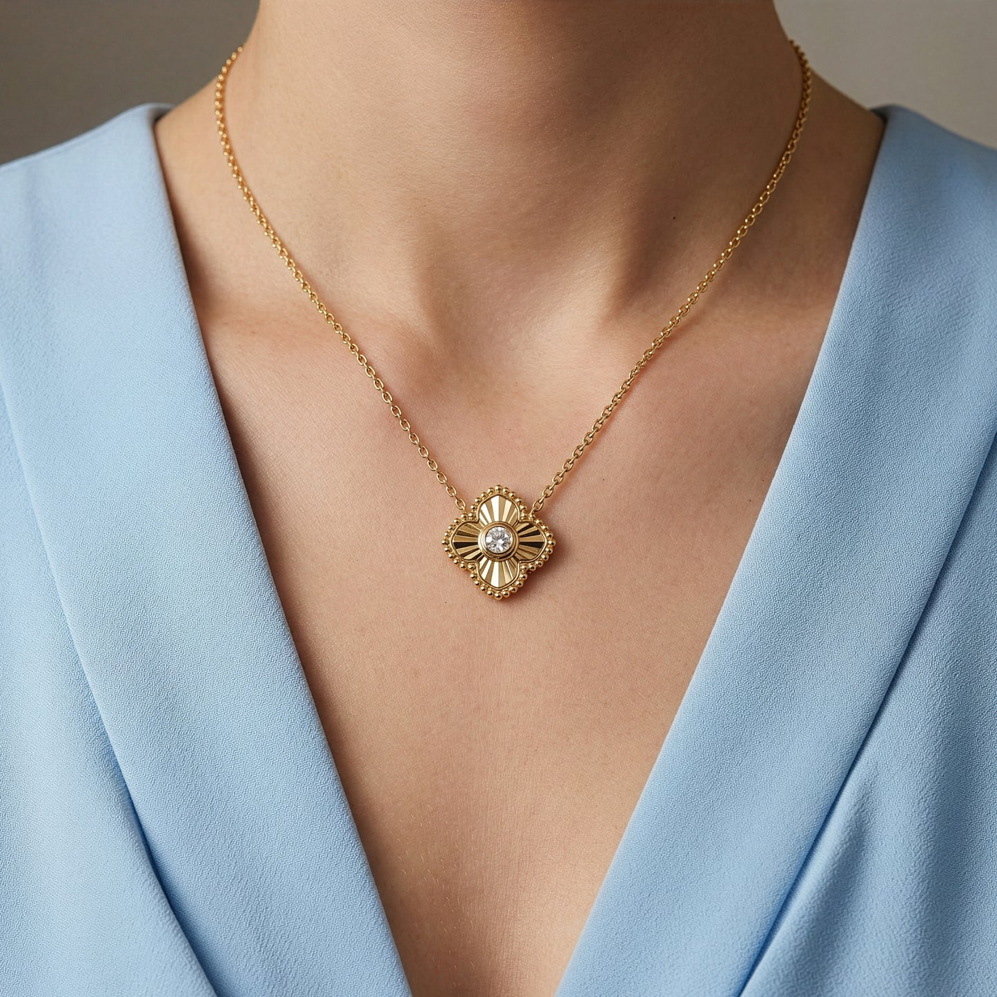 Reflective Clover Necklace