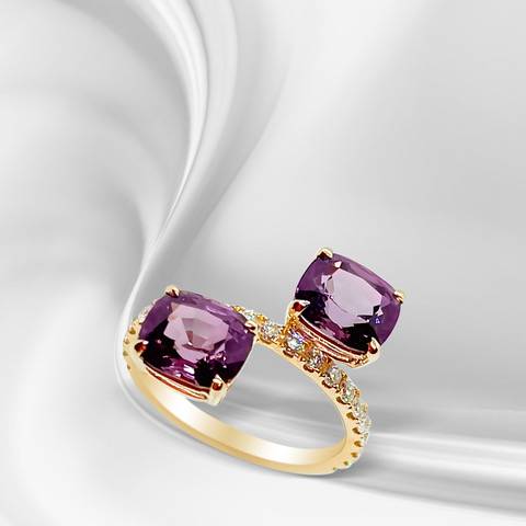Purple Spinel Twin Ring